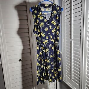 Mlle Gabrielle Navy and Yellow Floral Midi Dress